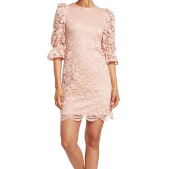 Vince Camuto Dresses & Skirts - Vince Camuto blush lace puff sleeve dress Size 2